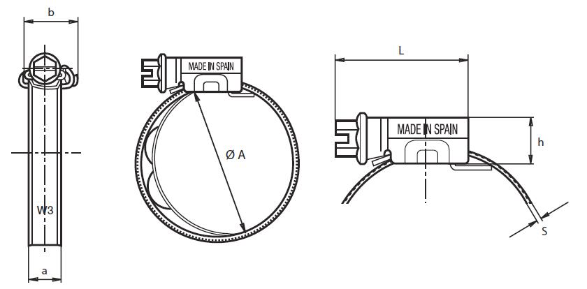 Mikalor Constant Tension Worm Drive 12mm Band Drawing